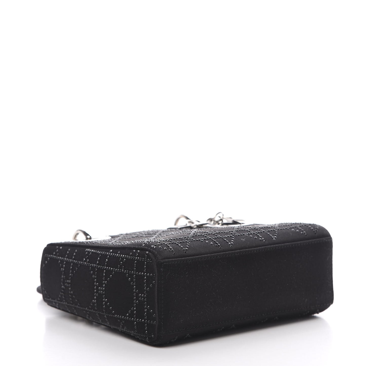 Satin Crystal Cannage Mini Lady Dior Black