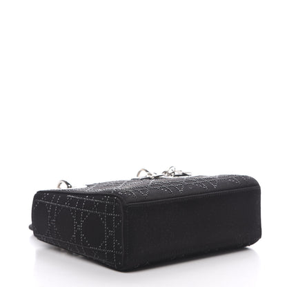Christian Dior Satin Crystal Cannage Mini Lady Dior Black 4 of 10