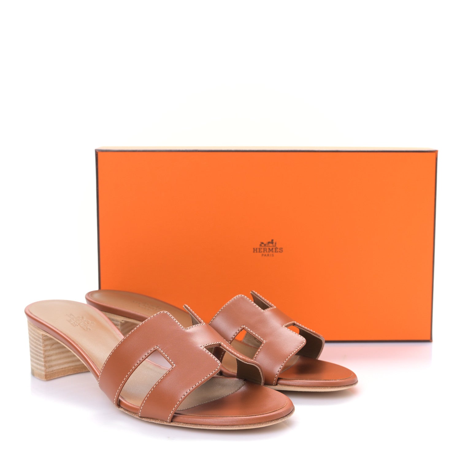 Hermes Calfskin Oasis Sandals 37 Gold 2 of 9