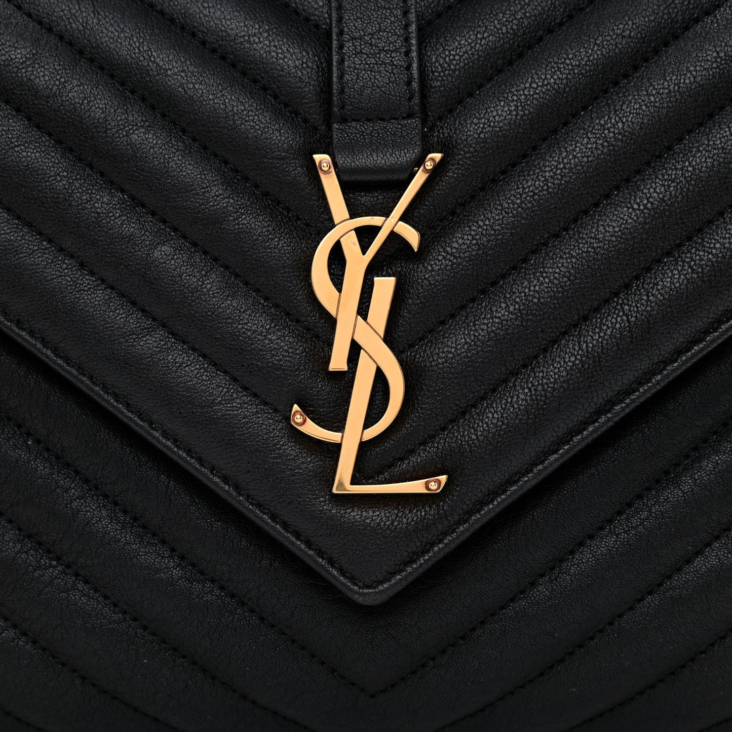 Sheepskin Matelasse Chevron Monogram Medium College Bag Black
