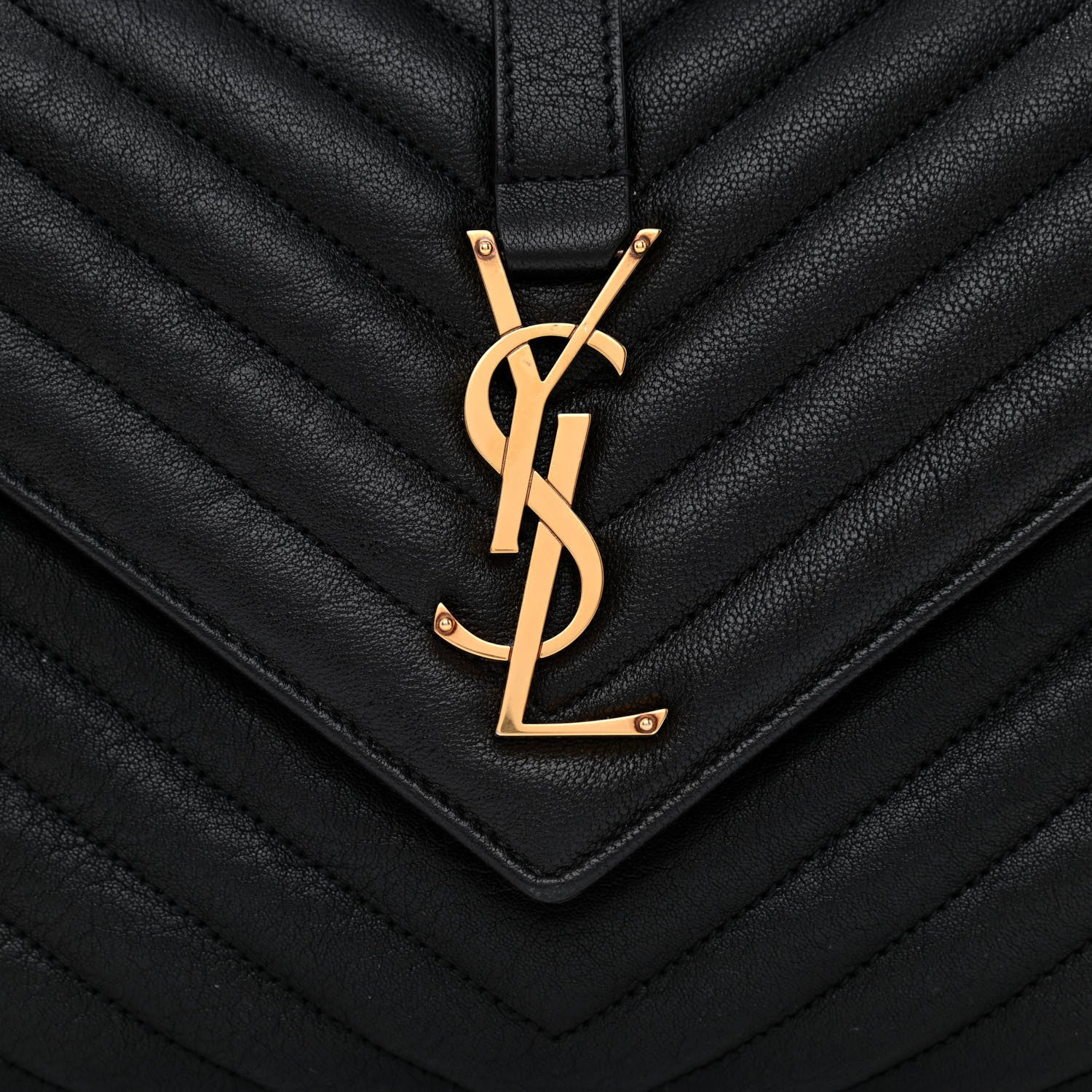 Saint Laurent Sheepskin Matelasse Chevron Monogram Medium College Bag Black 8 of 10
