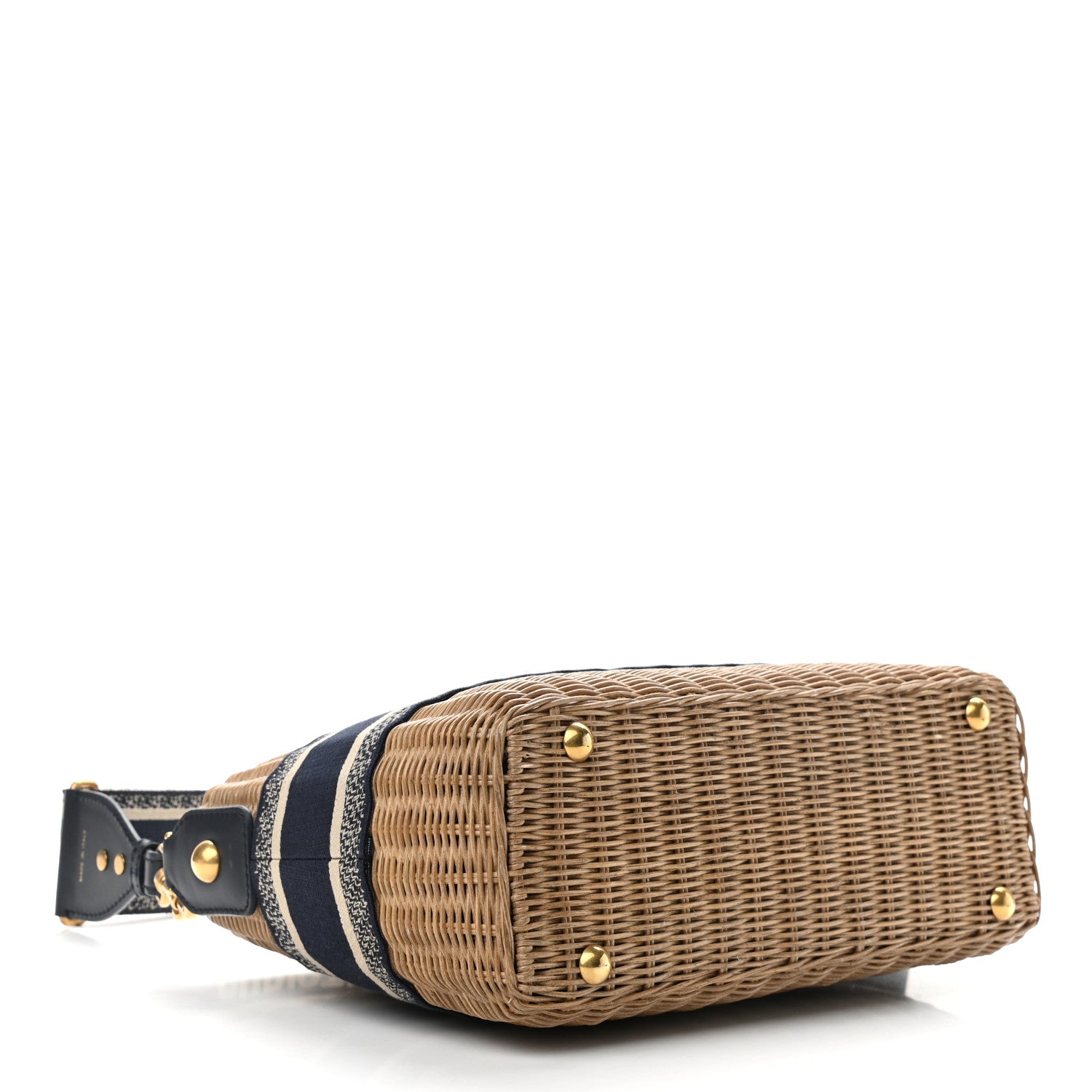 Christian Dior Wicker Oblique Basket Bag Blue 4 of 9