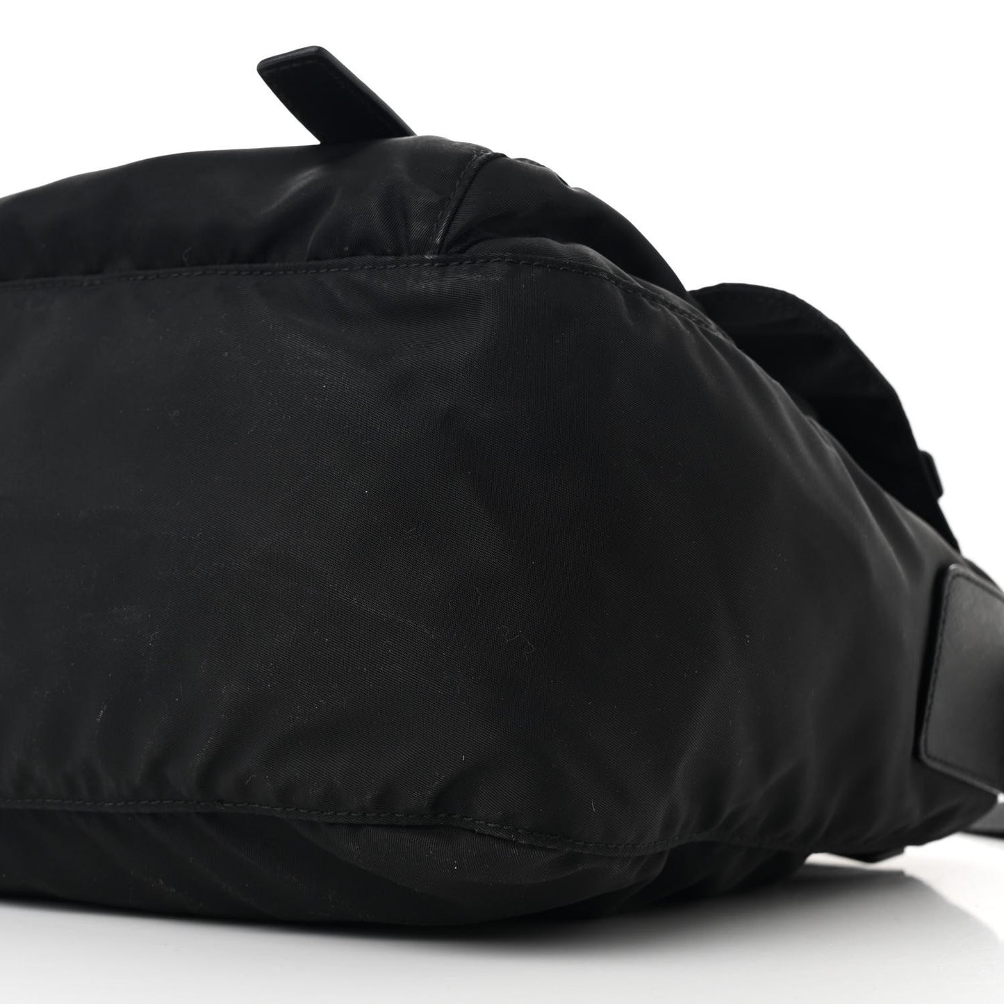 Tessuto Nylon Saffiano Double Buckle Messenger Shoulder Bag Black