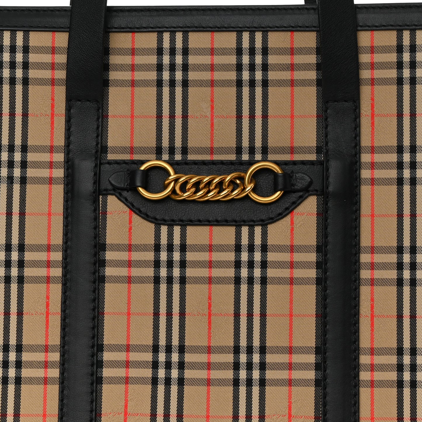 Calfskin 1983 Knight Check Link Medium Zip Tote Black