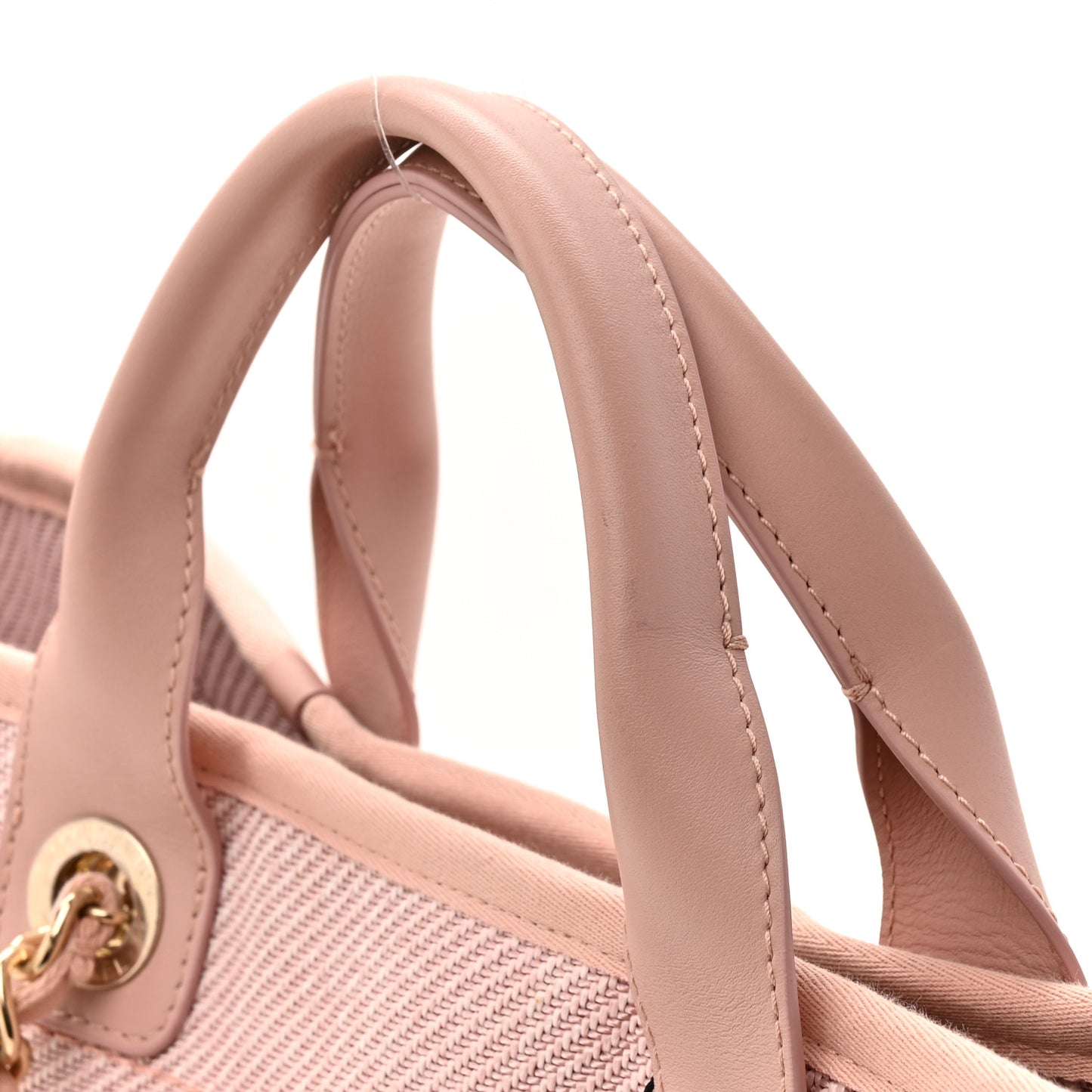 Woven Straw Raffia Medium Deauville Tote Pink