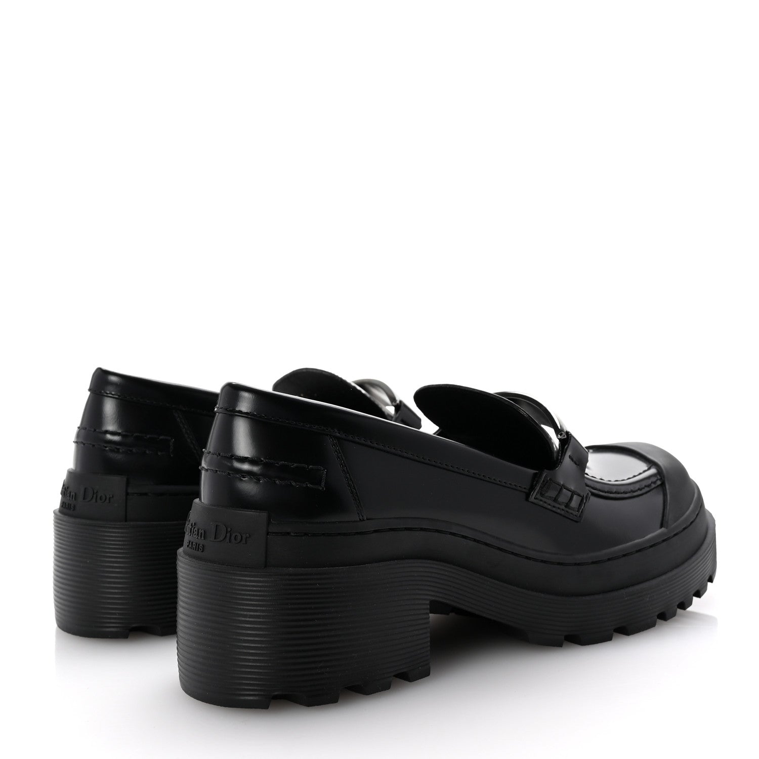 Christian Dior Brushed Calfskin Dior Code Lug Sole Platform 35mm Loafers 37.5 Black 5 of 10