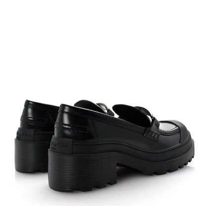 Christian Dior Brushed Calfskin Dior Code Lug Sole Platform 35mm Loafers 37.5 Black 5 of 10