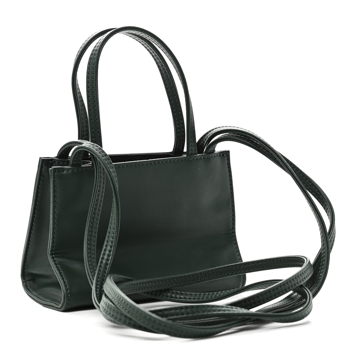 Vegan Leather Small Shopping Bag Dark Olive