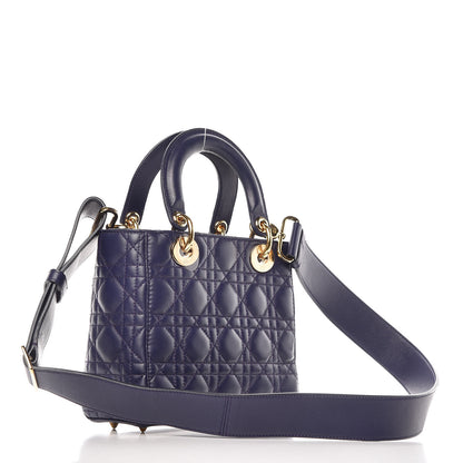 Christian Dior Lambskin Cannage Small Jeweled Owl Lady Dior Blue 3 of 11