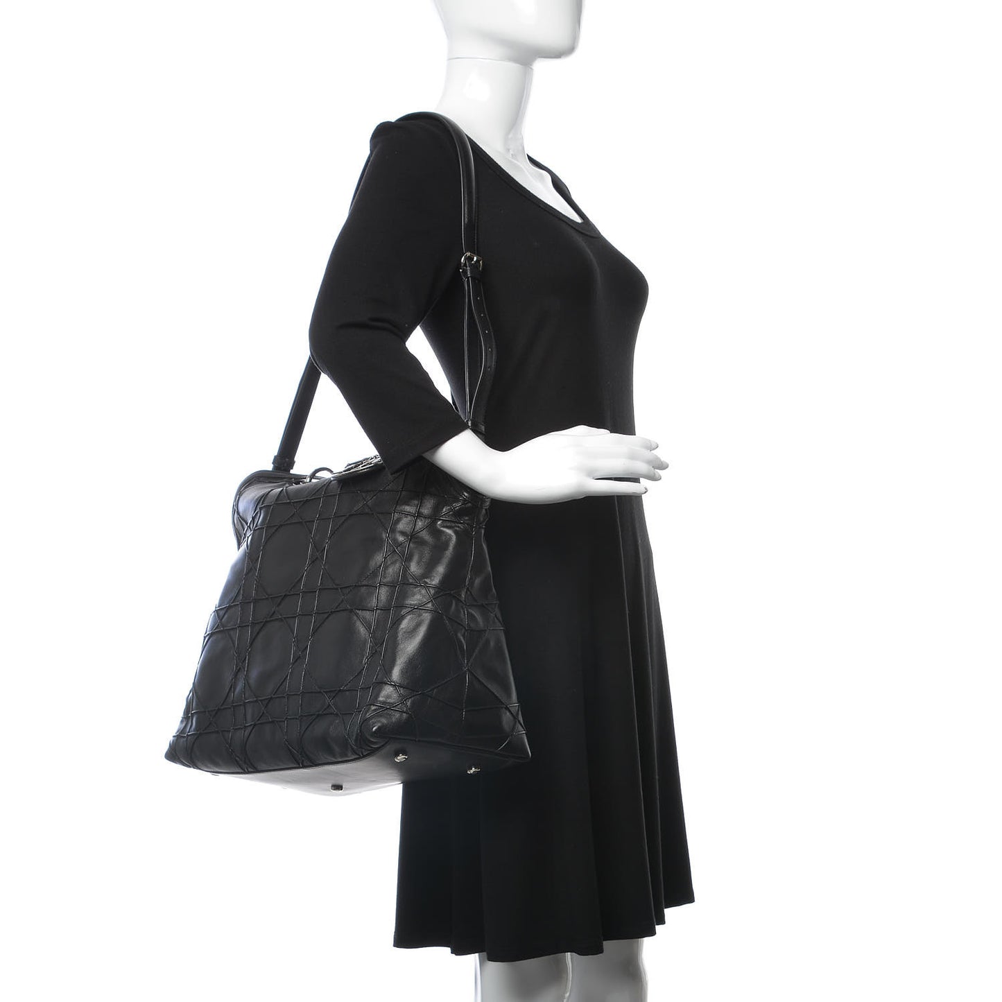 Lambskin Cannage Large Granville Tote Black