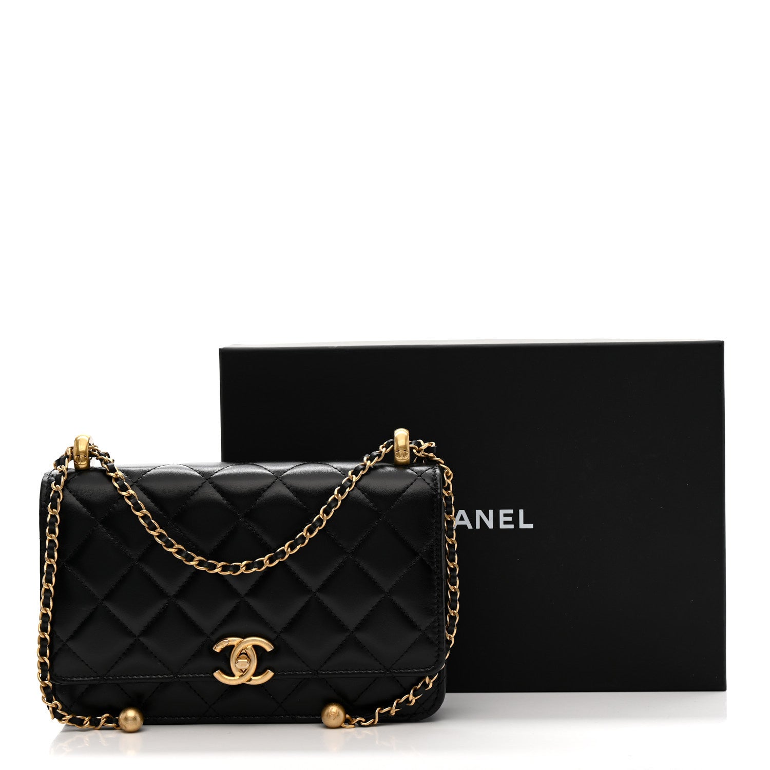 Chanel Calfskin Quilted Perfect Fit Wallet On Chain WOC Black 12 of 12