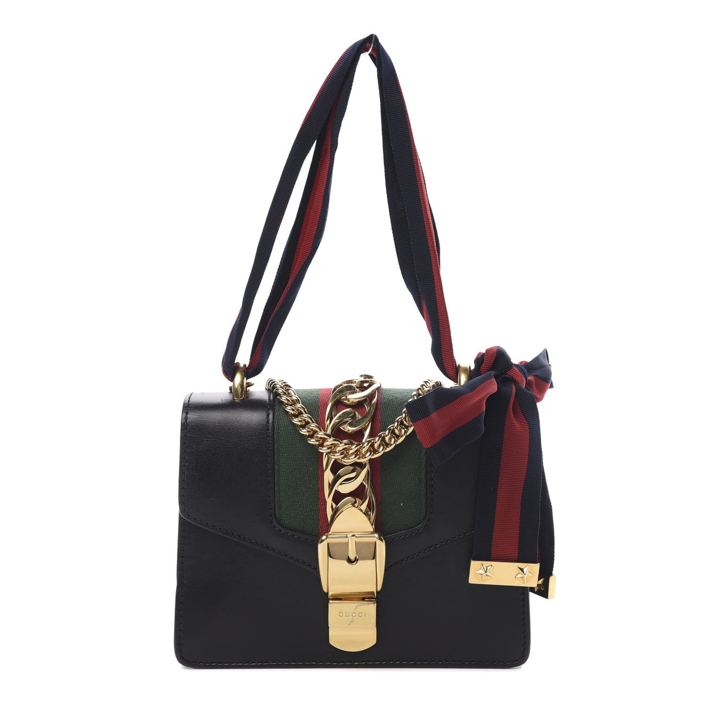 Calfskin Mini Sylvie Chain Shoulder Bag Black