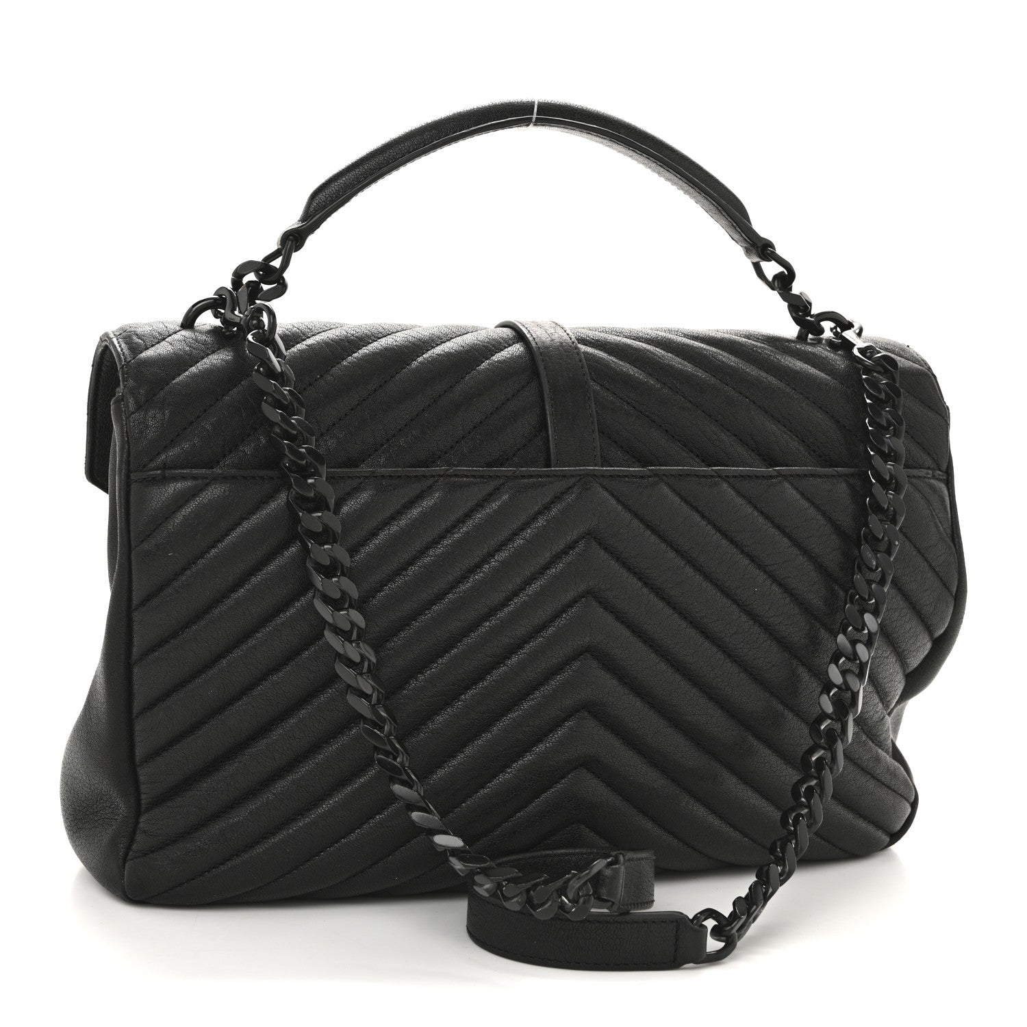 Saint Laurent Sheepskin Matelasse Chevron Monogram Monochrome Large College Satchel Black 3 of 15