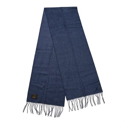 Louis Vuitton Cashmere LV Fringe Scarf Blue 2 of 3