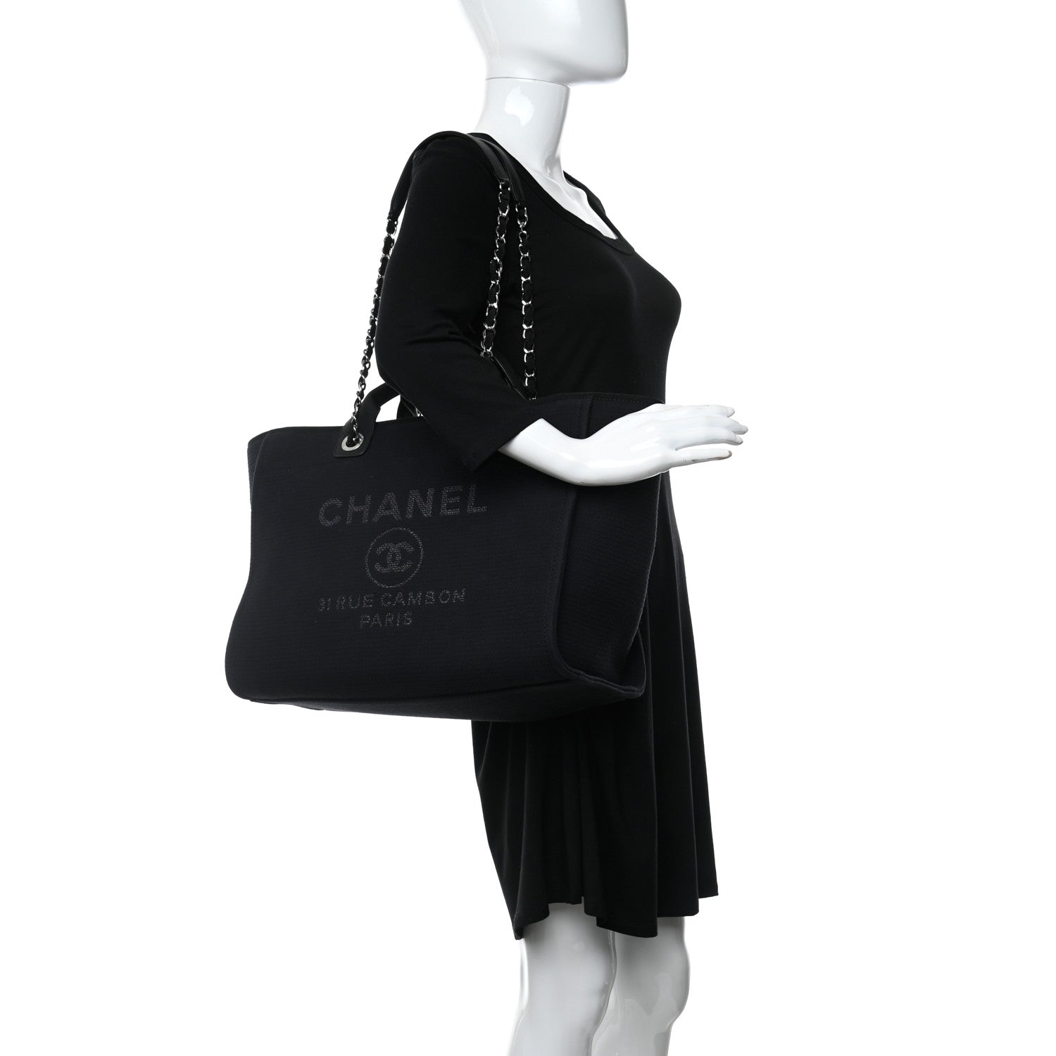 Chanel Deauville Tote Black 2 of 10