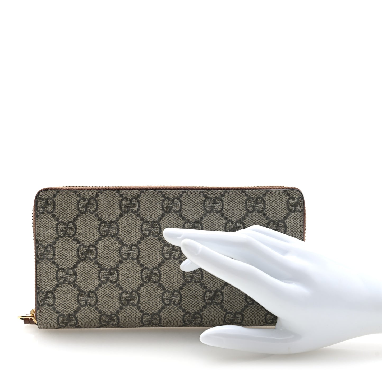 GG Supreme Monogram Cuoio Toscano Zip Around Wallet Beige Ebony Cuir