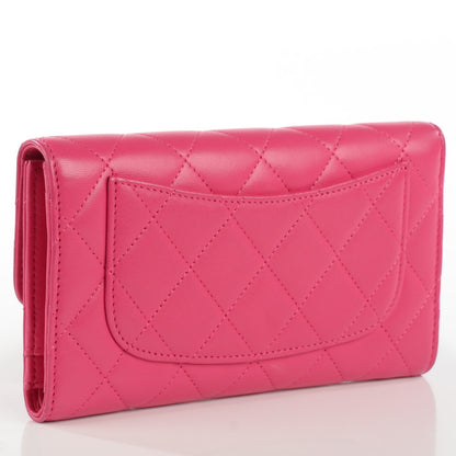 Chanel Lambskin Quilted Large Flap Wallet Dark Pink 3 of 8