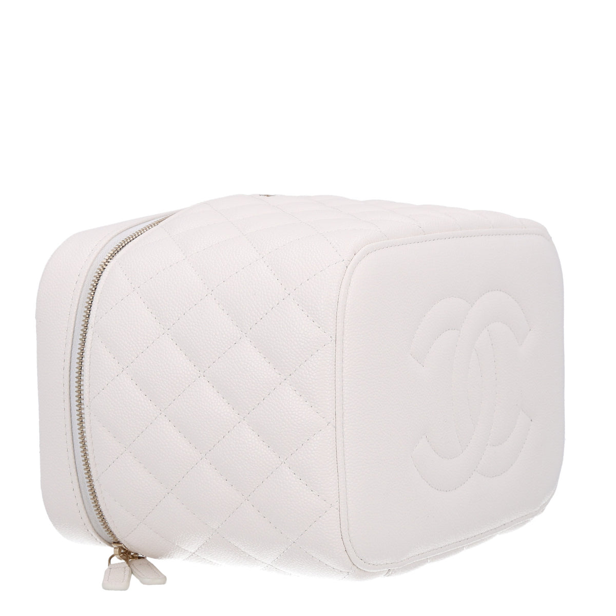 Chanel Caviar Quilted Large Vanity Pouch White 5 of 10