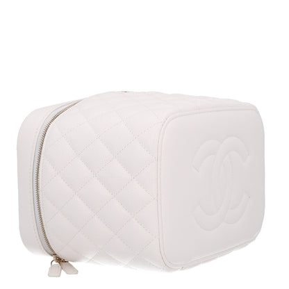 Chanel Caviar Quilted Large Vanity Pouch White 5 of 10