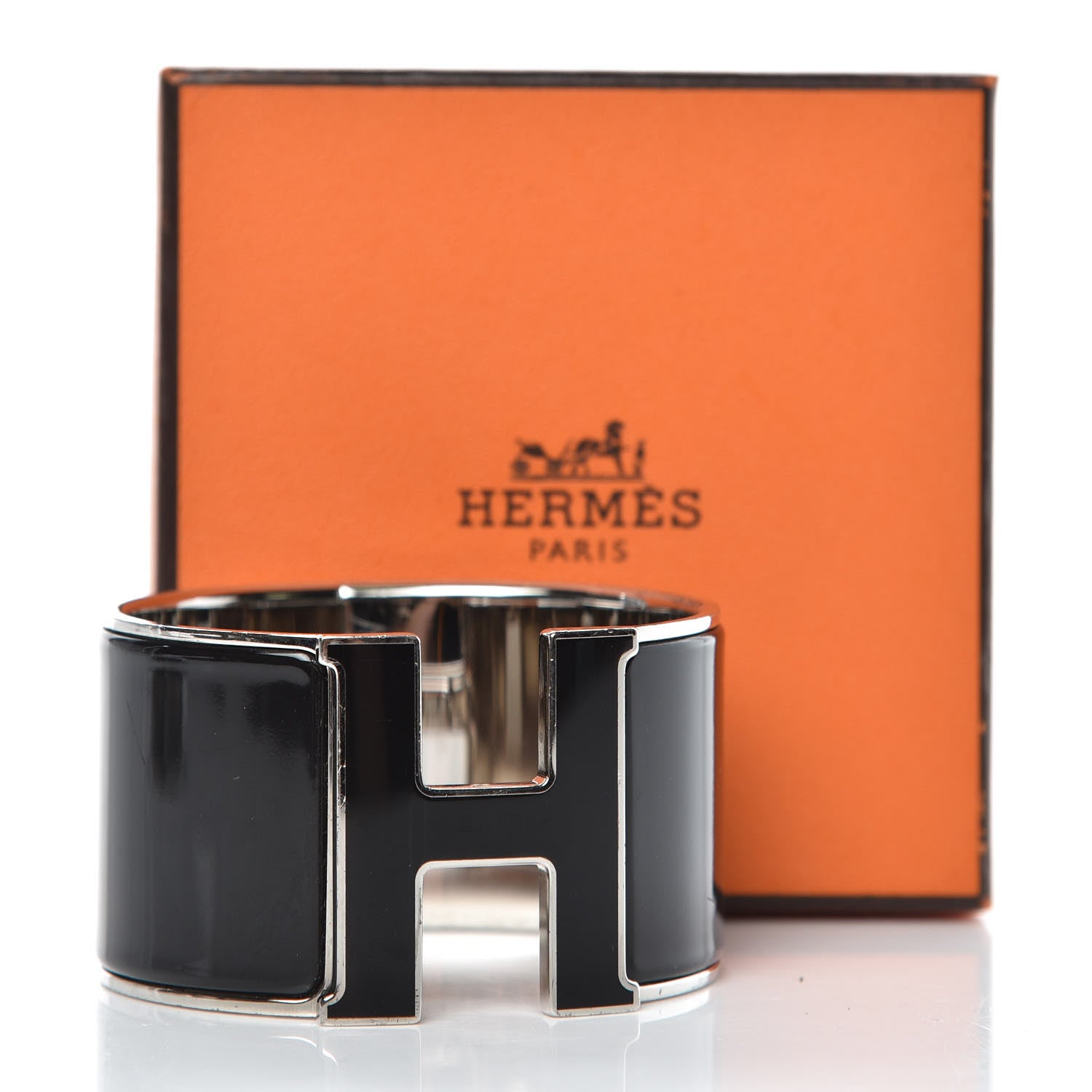 Hermes Enamel Extra Wide Clic Clac H Bracelet GM Black 7 of 7