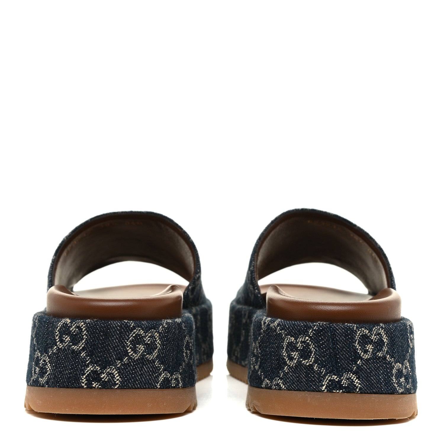 Gucci New Denim GG Monogram Angelina Platform 55mm Slide Sandals 38.5 Blue Tea 4 of 10