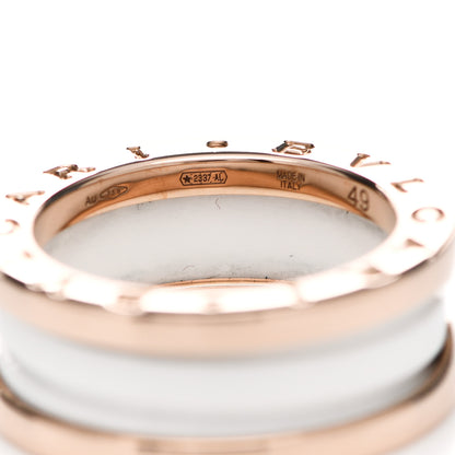 Bulgari 18K Rose Gold White Ceramic B.Zero1 Two-Band Ring 49 4.75 4 of 7