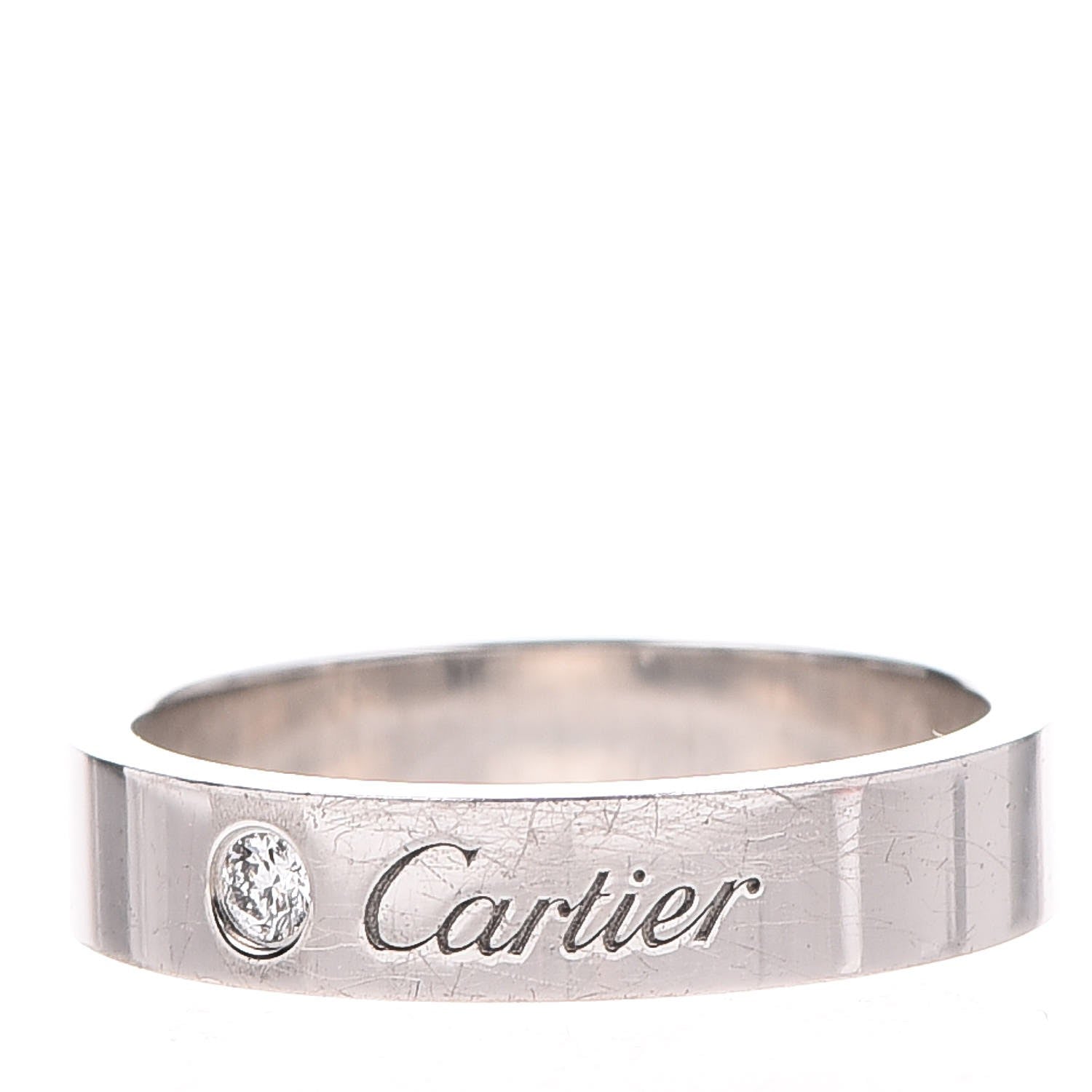 Cartier Platinum Diamond 4mm C De Wedding Band 52 6 1 of 7