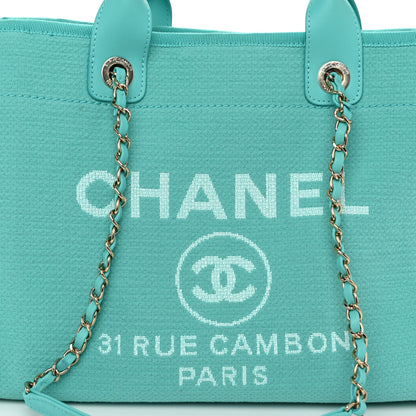 Chanel Mixed Fibers Small Deauville Tote Turquoise 9 of 12
