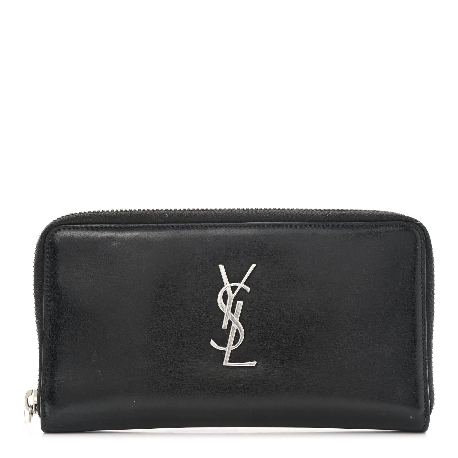 Saint Laurent Ultra Calfskin Monogram Mens Zip Around Continental Wallet Black 1 of 8