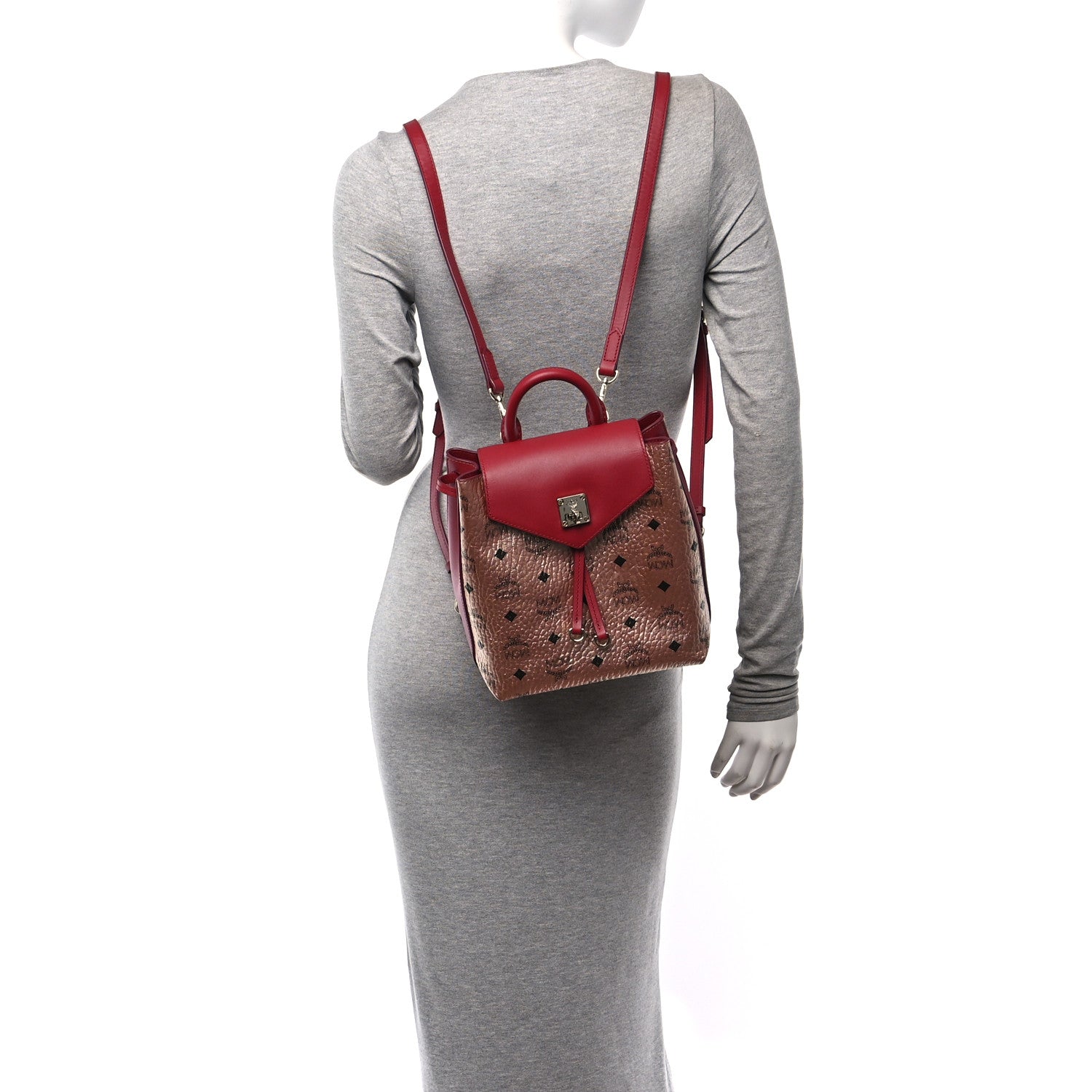MCM Metallic Visetos Small Essential Backpack Champagne Gold 2 of 9