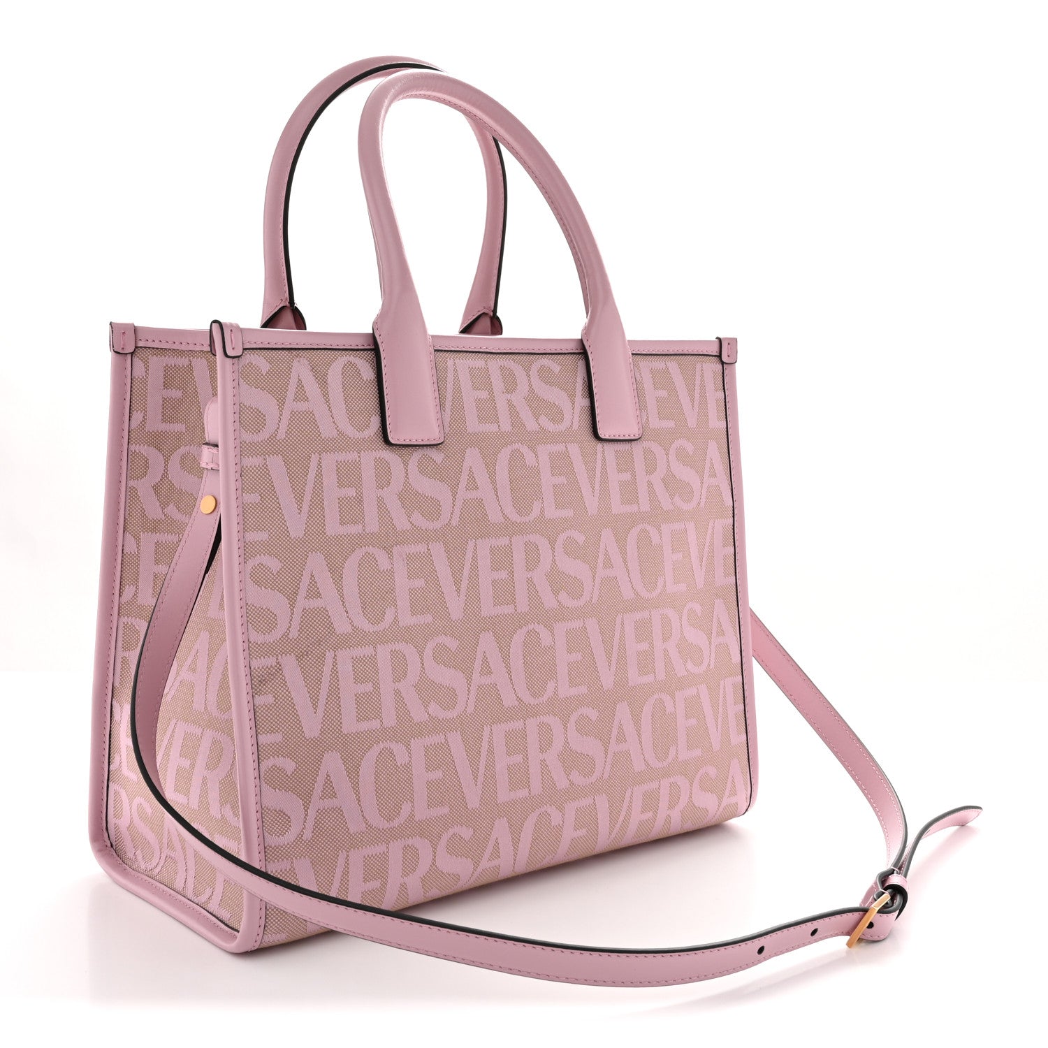 Versace Canvas Calfskin Allover La Medusa Small Tote Pink 3 of 9