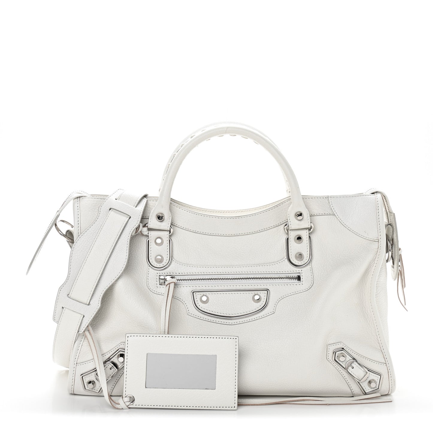 Chevre Silver Metallic Edge Hardware City White