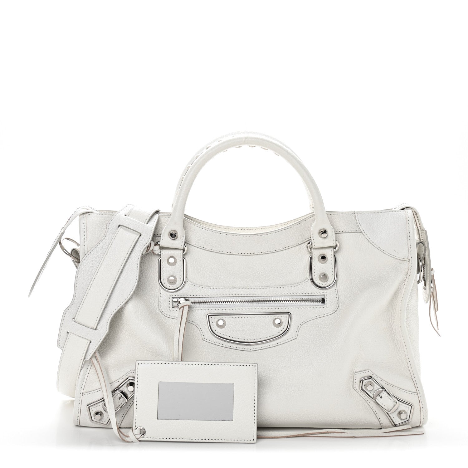 Balenciaga Chevre Silver Metallic Edge Hardware City White 1 of 17