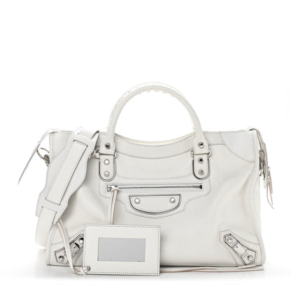 Balenciaga Chevre Silver Metallic Edge Hardware City White 1 of 17
