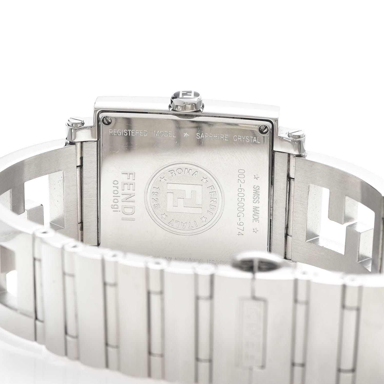 Fendi Stainless Steel Mother of Pearl 34mm Quadro Quartz Watch 5 of 6