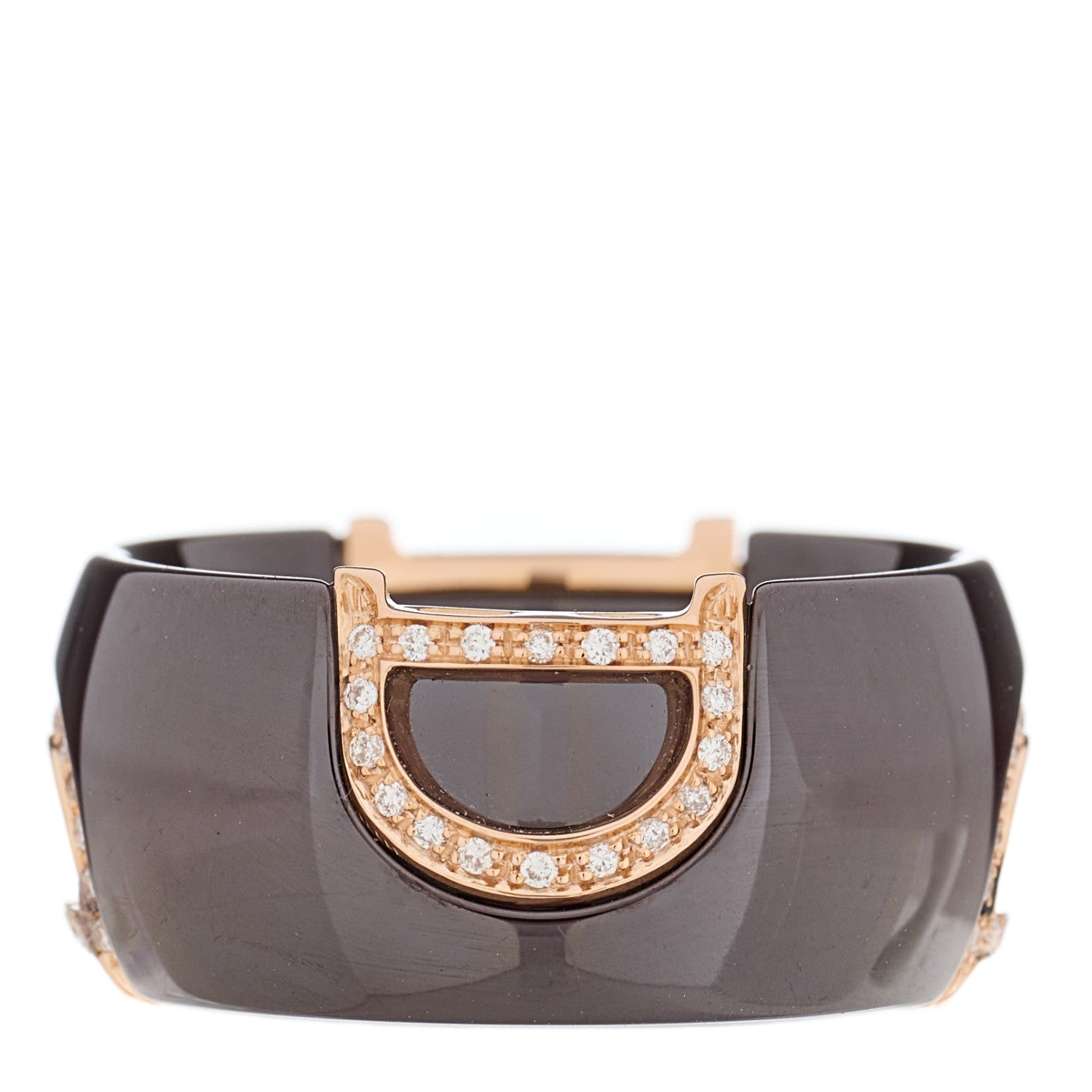 Damiani 18K Pink Gold Ceramic Diamond D Icon Ring Black 53 6.25 3 of 4
