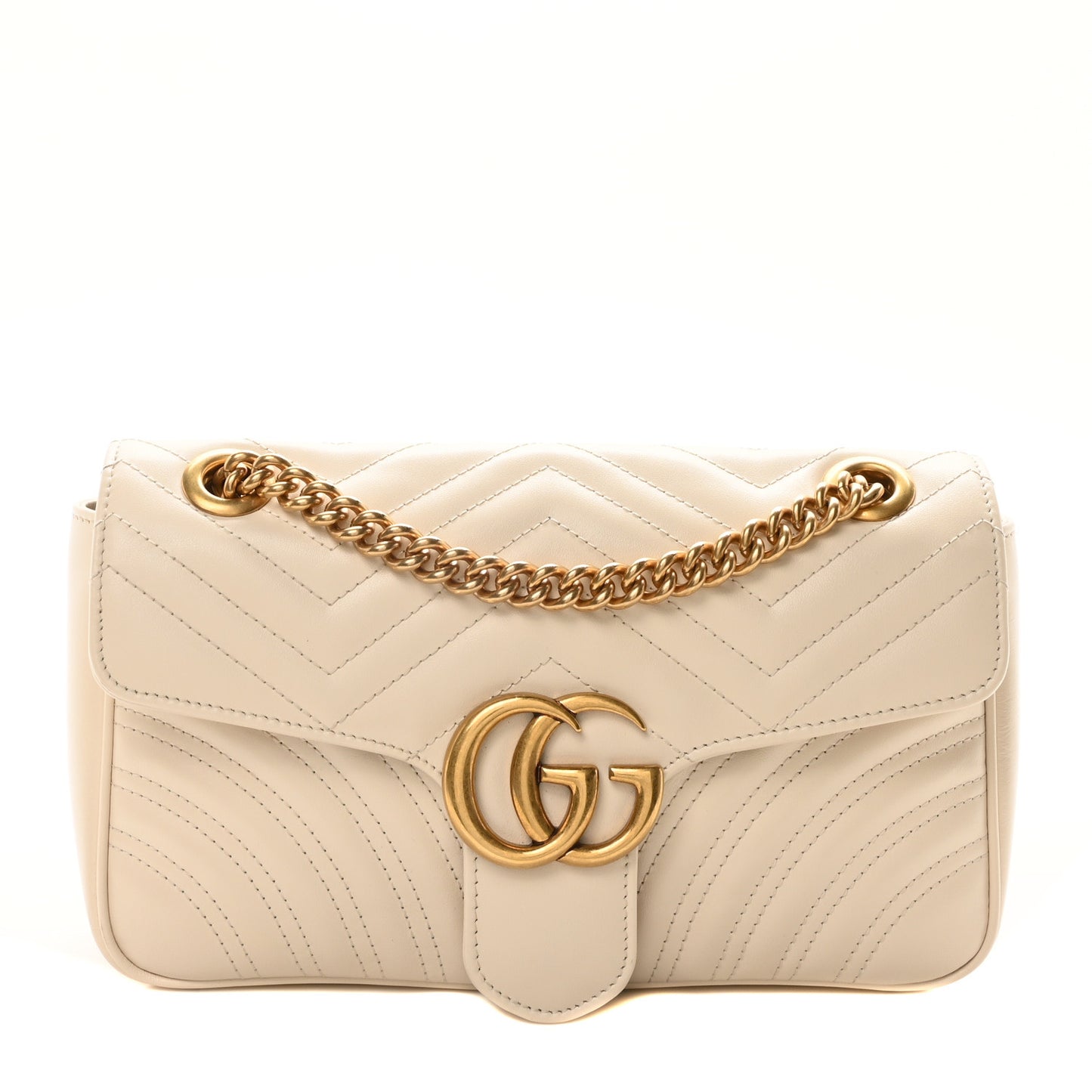 Calfskin Matelasse Small GG Marmont Shoulder Bag White