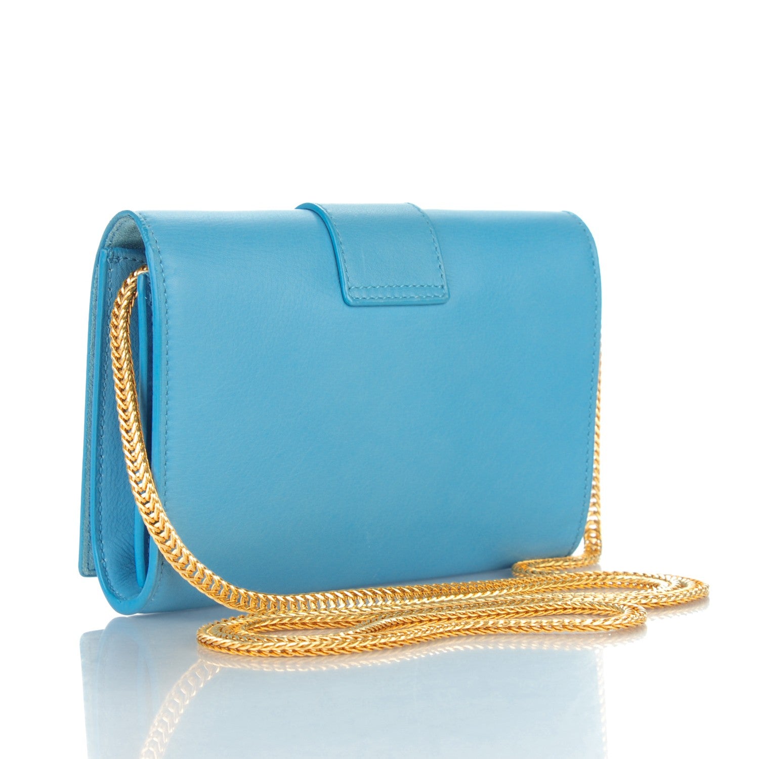 Saint Laurent Calfskin Small Classic Y Satchel Bag Blue Glacier 3 of 8