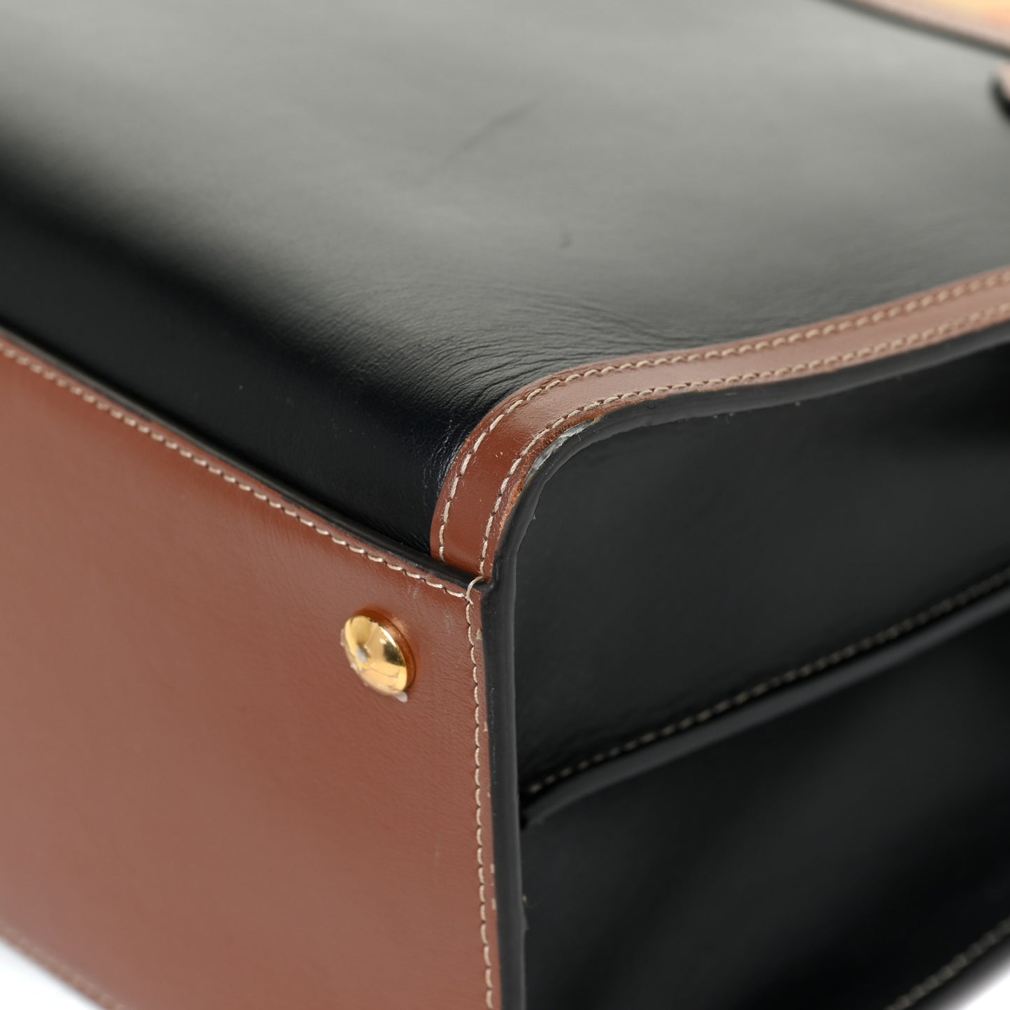 Calfskin Vintage Check Small Two Handle Title Bag Black