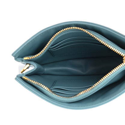 Christian Dior Calfskin Cannage Caro Zipped Pouch With Chain Cloud Blue 6 of 14