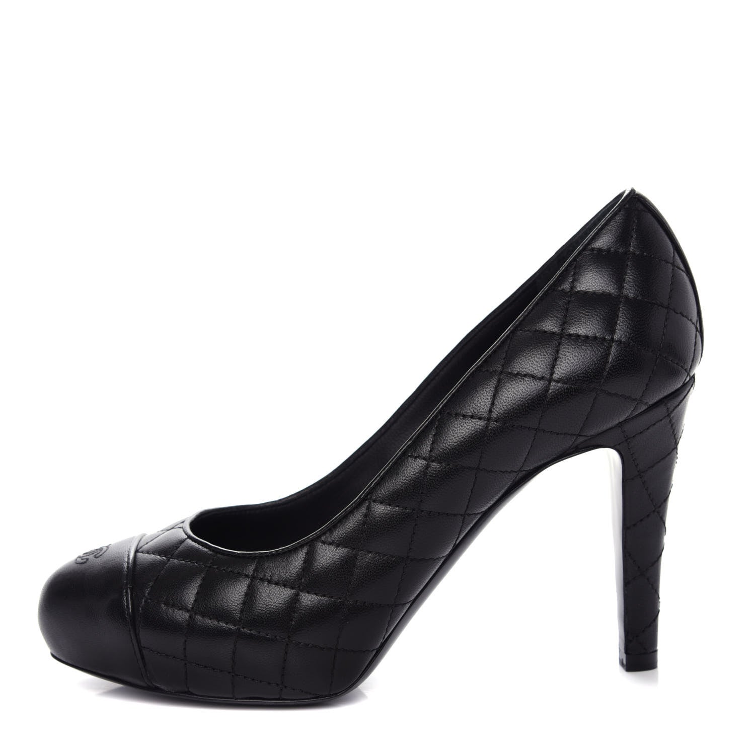 Chanel Lambskin Quilted CC Cap Toe Pumps 35.5 Black 1 of 12