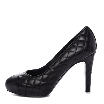 Chanel Lambskin Quilted CC Cap Toe Pumps 35.5 Black 1 of 12