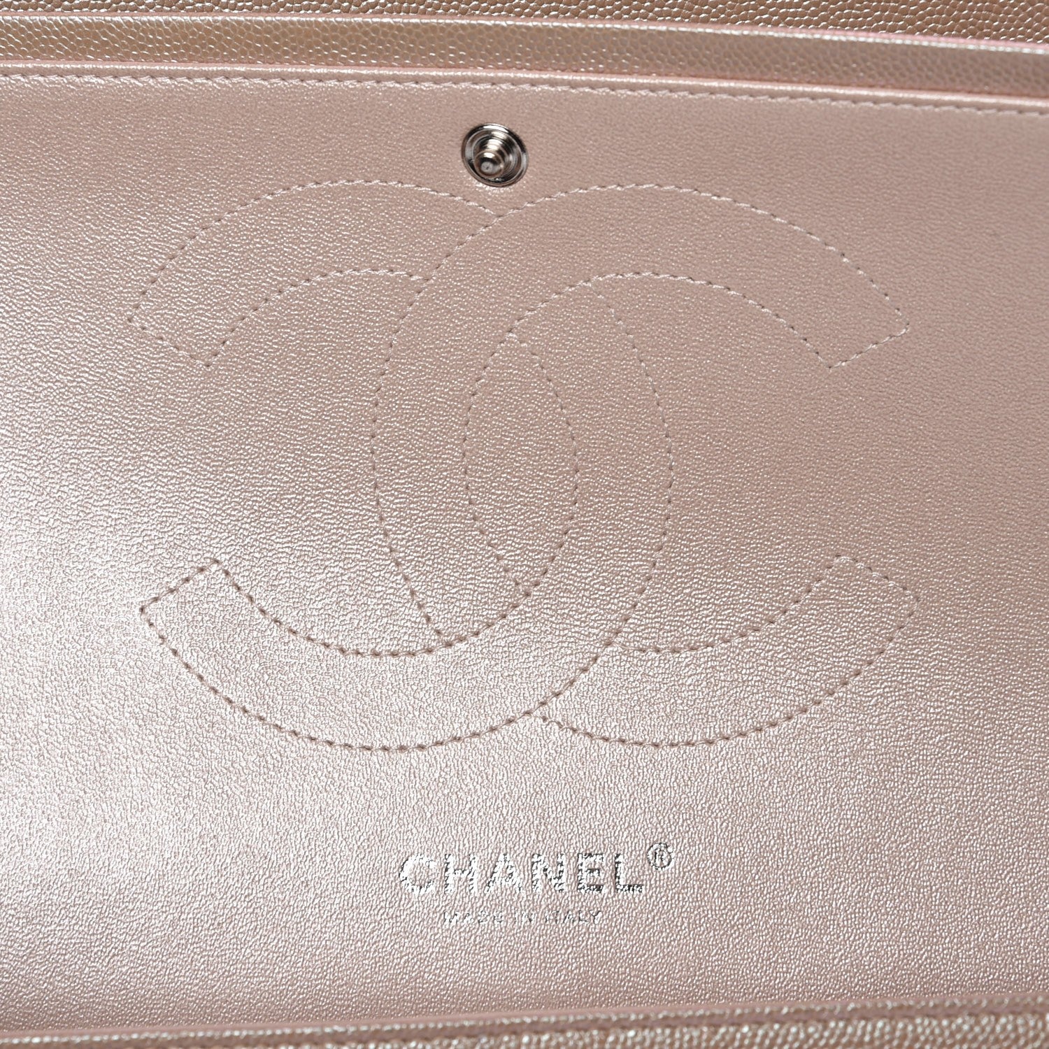 Chanel Metallic Caviar Chevron Quilted Jumbo Double Flap Light Gold 5 of 8