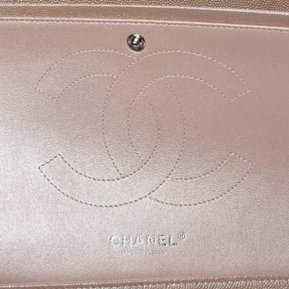 Chanel Metallic Caviar Chevron Quilted Jumbo Double Flap Light Gold 5 of 8
