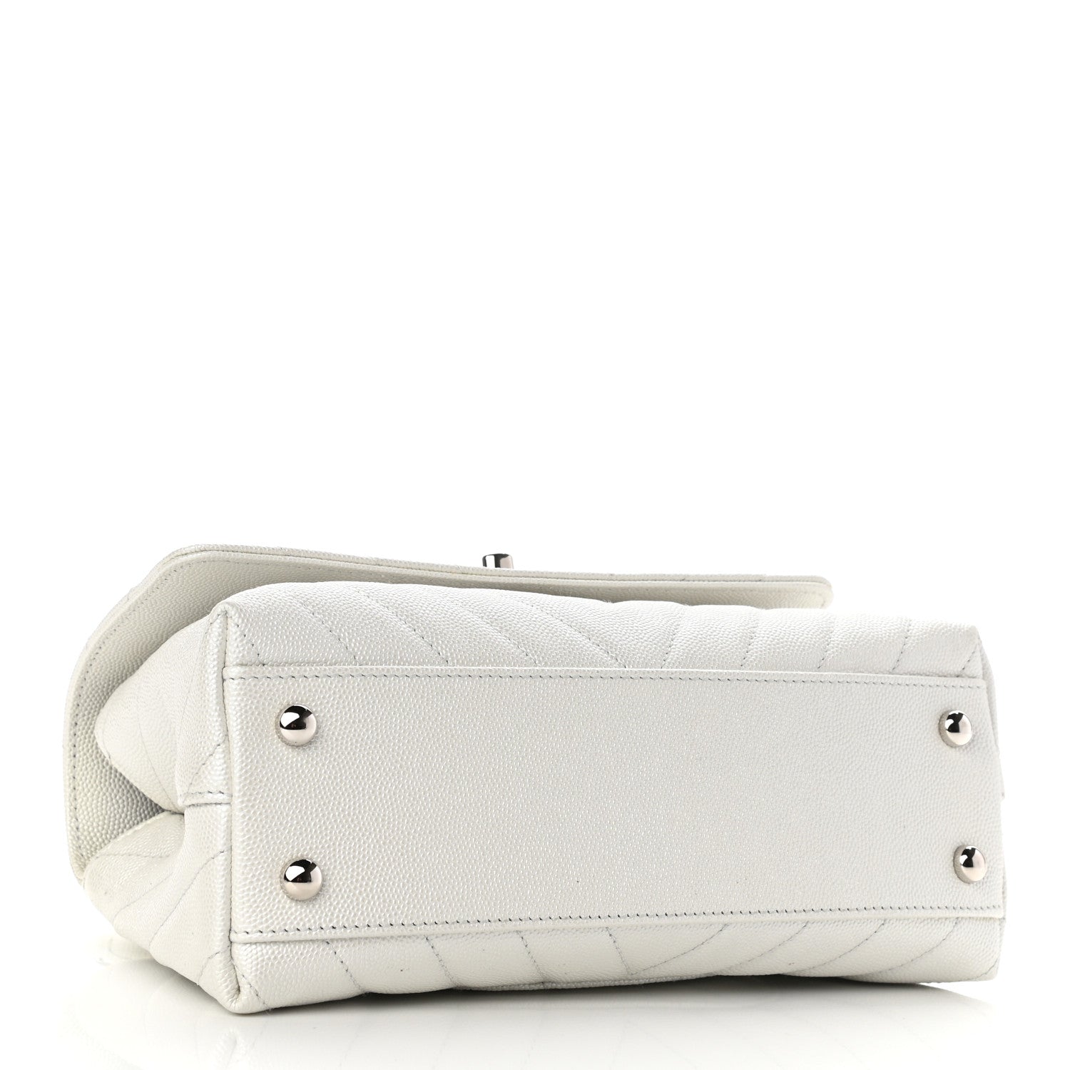 Chanel Iridescent Caviar Chevron Quilted Mini Coco Handle Flap White 7 of 19