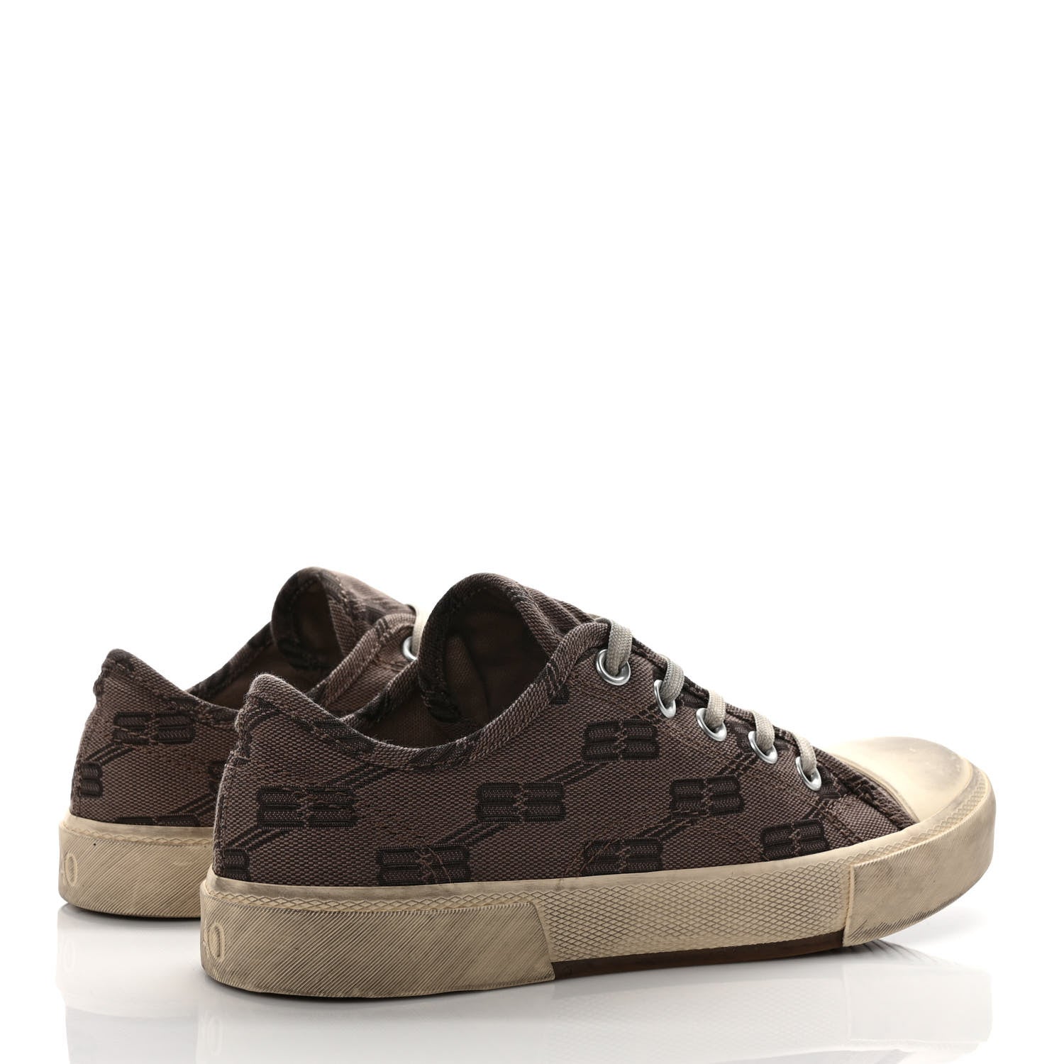 Balenciaga Jacquard BB Monogram Distressed Womens Paris Low Top Sneakers 40 Dark Mink Grey Brown 4 of 8