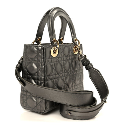 Christian Dior Metallic Lambskin Cannage Small My ABCDior Lady Dior Dark Silver 3 of 10