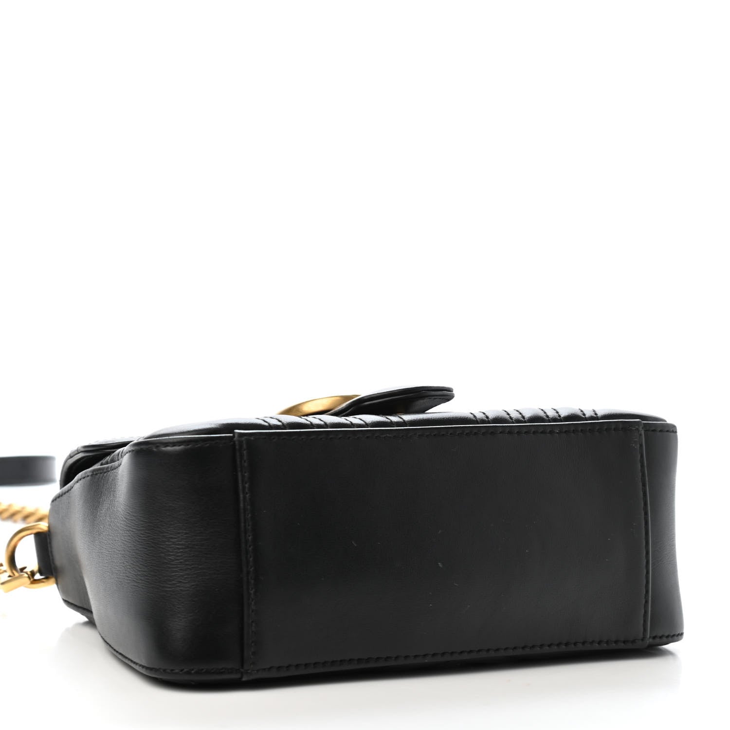 Gucci Calfskin Matelasse Mini GG Marmont Top Handle Shoulder Bag Black 3 of 4