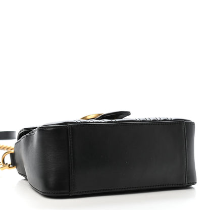 Gucci Calfskin Matelasse Mini GG Marmont Top Handle Shoulder Bag Black 3 of 4