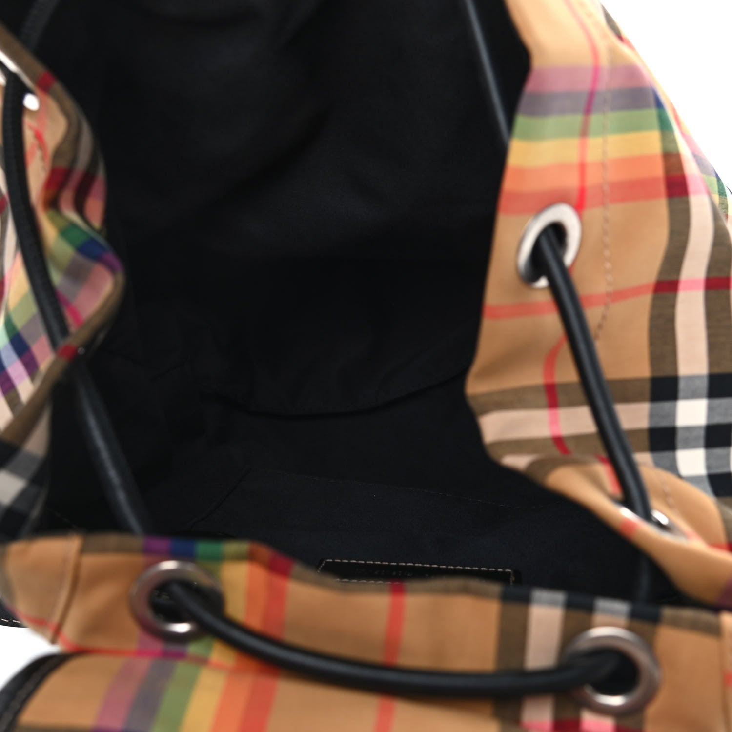 Burberry Vintage Rainbow Check Medium Rucksack Backpack Antique Yellow 4 of 9